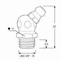 Kegelschmiernippel DIN 71412 B (H2) 3/8" UNC Stahl verzinkt