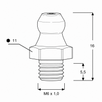 Kegelschmiernippel DIN 71412 A (H1) M6 x 1,0 SW 11mm Edelstahl V2A