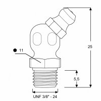 Kegelschmiernippel DIN 71412 B (H2) 3/8" UNF Stahl verzinkt