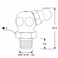 Kegelschmiernippel DIN 71412 B (67°) UNF 5/16" Stahl verzinkt