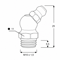 Kegelschmiernippel DIN 71412 B (H2) M10 x 1,5 Edelstahl V2A