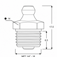 Kegelschmiernippel DIN 71412 A (H1) 1/4" NPT Edelstahl V2A