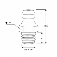 Kegelschmiernippel DIN 71412 A (H1) M8 x 1,0 Gewindelänge 4mm Stahl verzinkt