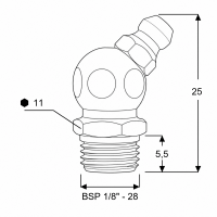 Kegelschmiernippel DIN 71412 B (H2) 1/8" BSP Messing