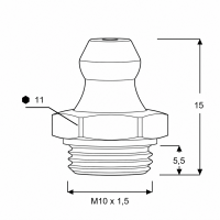 Kegelschmiernippel DIN 71412 A (H1) M10 x 1,5 Edelstahl V4A