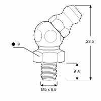 Kegelschmiernippel DIN 71412 B (H2) M5 x 0,8 Edelstahl V4A