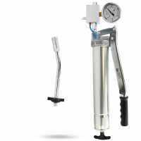 Umeta Manometerfettpresse mit Druckentlastung 75/PKM (1000bar) für 500ccm loses Fett / 400g Kartuschen - mit Düsenrohr und Mundstück