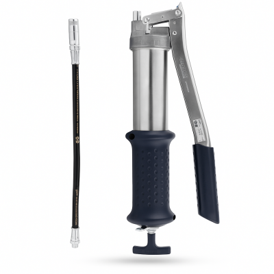 Umeta Handhebelfettpresse 75/PKU mit Füllventil für 500ccm loses Fett / 400g Kartuschen - mit Schlauch und Mundstück