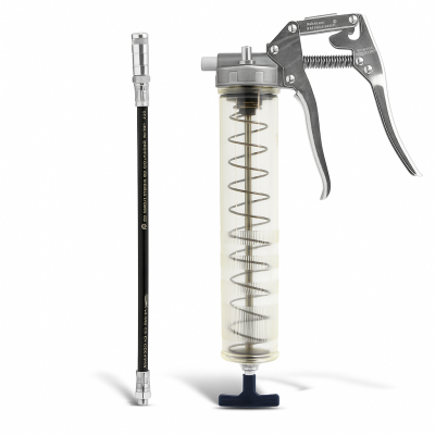 Umeta transparente Einhandfettpresse 80/PKT - mit Schlauch und Mundstück