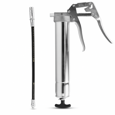 Umeta Einhandfettpresse 85/PK für 500ccm loses Fett / 400g Kartuschen - mit Schlauch und Mundstück