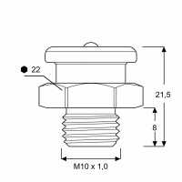 Flachschmiernippel DIN 3404 M22 (Ø22mm) M10 x 1,0 Stahl verzinkt