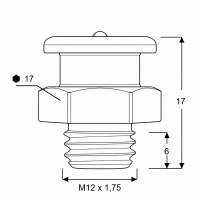 Flachschmiernippel DIN 3404 M1 (Ø16mm) M12 x 1,75 Stahl verzinkt