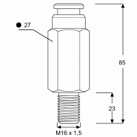 Flachschmiernippel mit Stiftventil Kopf Ø22mm M16x 1,5 85mm lang