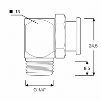 Flachschmiernippel DIN 3404 M1 (Ø16mm) G 1/4" 90° Winkel Stahl verzinkt