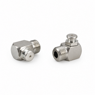 Flachschmiernippel DIN 3404 M4 (Ø10mm) G 1/4" 90° Winkel Stahl verzinkt
