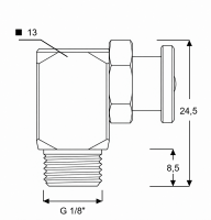 Flachschmiernippel DIN 3404 M1 (Ø16mm) G 1/8" 90° Winkel Stahl verzinkt