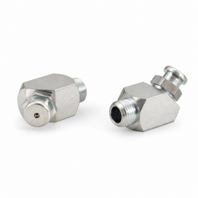 Flachschmiernippel DIN 3404 M4 (Ø10mm) G 1/8" 45° Winkel Stahl verzinkt