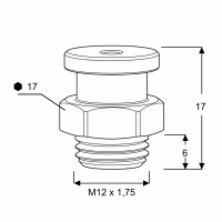 Flachschmiernippel DIN 3404 M1 (Ø16mm) M12 x 1,75 Edelstahl V2A