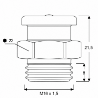 Flachschmiernippel DIN 3404 M22 (Ø22mm) M16 x 1,5 Edelstahl V2A