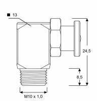 Flachschmiernippel DIN 3404 M1 (Ø16mm) M10 x 1,0 90° Winkel Messing