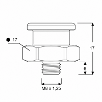 Flachschmiernippel DIN 3404 M1 (Ø16mm) M8 x 1,25 Messing