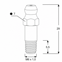 Kegelschmiernippel DIN 71412 A (H4) 29mm mit Schaft M6 x 1,0 Edelstahl V2A