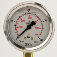 Umeta Manometerfettpresse mit Druckentlastung 75/PKM (400bar) für 500ccm loses Fett / 400g Kartuschen - mit Sicherheitsschlauch und Mundstück