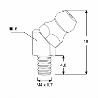 Kegelschmiernippel DIN 71412 B (H2) M4 x 0,7 4-kant Stahl verzinkt