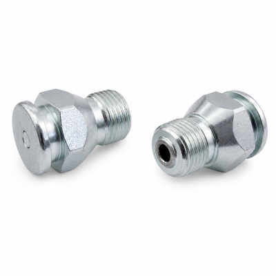 Flachschmiernippel DIN 3404 M22 NPT 3/8" Stahl verzinkt mit Stabventil 60°
