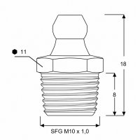 Kegelschmiernippel DIN 71412 A (H1/S) SFG M10 x 1,0 Gewindelänge 8mm Stahl gelb verzinkt