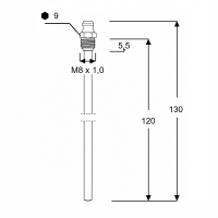 Kegelschmiernippel DIN 71412 A M8 x 1,0 mit Verlängerungsrohr 120mm Stahl verzinkt