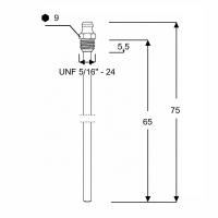 Kegelschmiernippel DIN 71412 A UNF 5/16" - 24  mit Verlängerungsrohr 65mm Stahl verzinkt