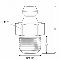 Hochdruckschmiernippel bis 400 bar DIN 71412 A (H1) NPT 1/8" Stahl verzinkt