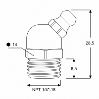 Kegelschmiernippel DIN 71412 B (H2) NPT 1/4" Edelstahl V4A