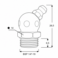 Kegelschmiernippel DIN 71412 B (H2) 1/4" BSP Edelstahl V4A
