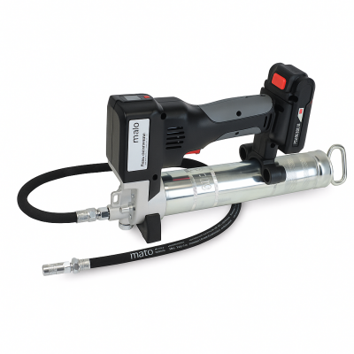 Akku-Fettpresse 18 V Li-Ion für 500ccm loses Fett / 400g Kartuschen - Schlauch, Mundstück und Ladegerät