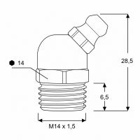 Kegelschmiernippel DIN 71412 B (H2) M14 x 1,5 Stahl verzinkt