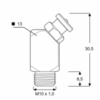 Flachschmiernippel DIN 3404 M4 (Ø10mm) M10 x 1,0 45° Winkel Stahl verzinkt