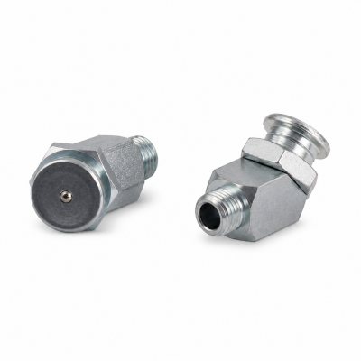 Flachschmiernippel DIN 3404 M1 (Ø16mm) M10 x 1,0 45° Winkel Stahl verzinkt