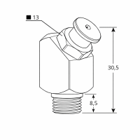 Flachschmiernippel DIN 3404 M4 (Ø10mm) M10 x 1,0 45° Winkel Messing