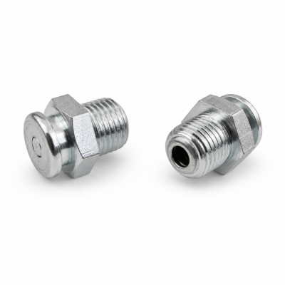 Flachschmiernippel DIN 3404 M1 R 1/4" Stahl verzinkt mit Stabventil