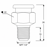 Flachschmiernippel DIN 3404 M22 NPT 1/4" Stahl verzinkt mit Stabventil 30°