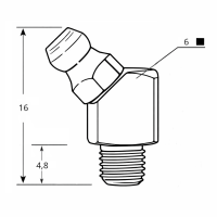 Kegelschmiernippel DIN 71412 B (H2) M4 x 0,7 -zylindrisch- 4-kant Stahl verzinkt