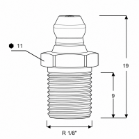 Kegelschmiernippel DIN 71412 A (H1) R 1/8" Gewindelänge 9mm Stahl verzinkt