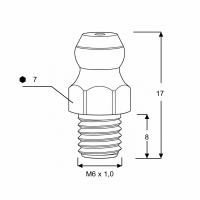 Kegelschmiernippel DIN 71412 A (H1) M6 x 1,0 Gewindelänge 8mm Stahl verzinkt